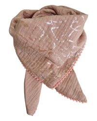 Kinderschal, Dreieckstuch,  Musselinschal, rosa mit Glitzerherzen
