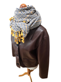 Dreieckstuch Damen Antonia, Schal Damen, kariert, offwhite, senf, olivegrün, marineblau, Flanell