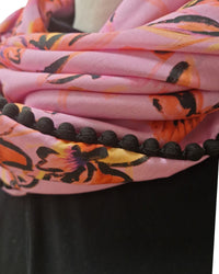 Dreieckstuch Damen Rose, Schal Damen, rosa, schwarz, lila