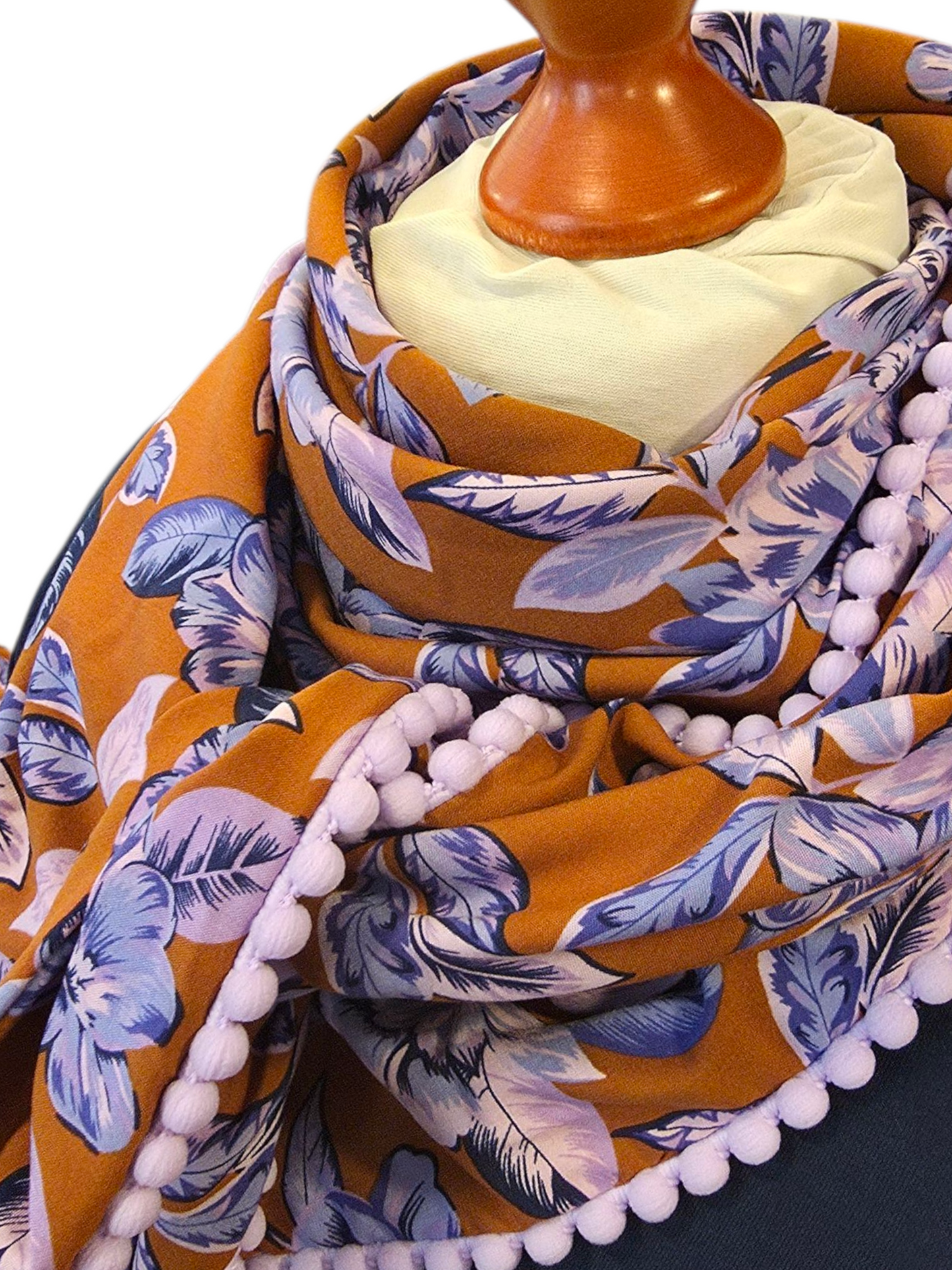 Dreieckstuch Damen Edda, Schal Damen, caramell, lila, Blumen