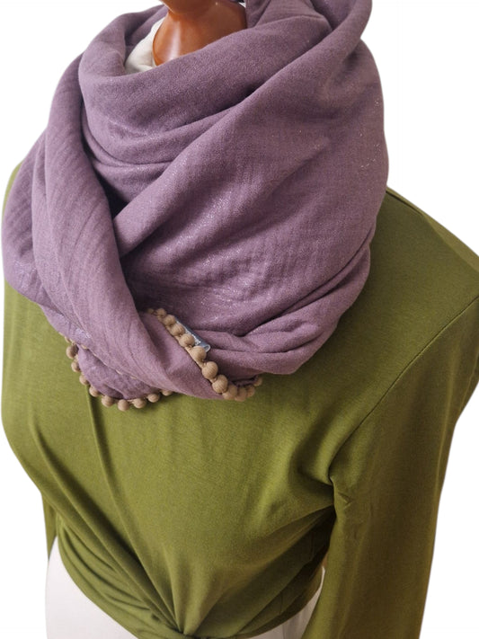 Dreieckstuch Damen Emmanuelle, Schal Damen,  Musselinschal, Aubergine- hell