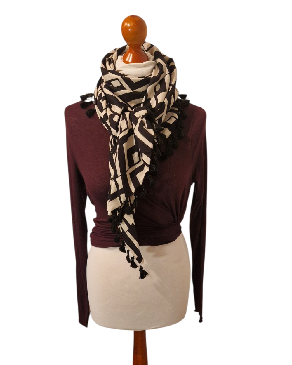 Dreieckstuch Damen Bessie, Schal Damen, beige, schwarz