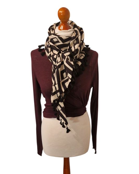 Dreieckstuch Damen Bessie, Schal Damen, beige, schwarz