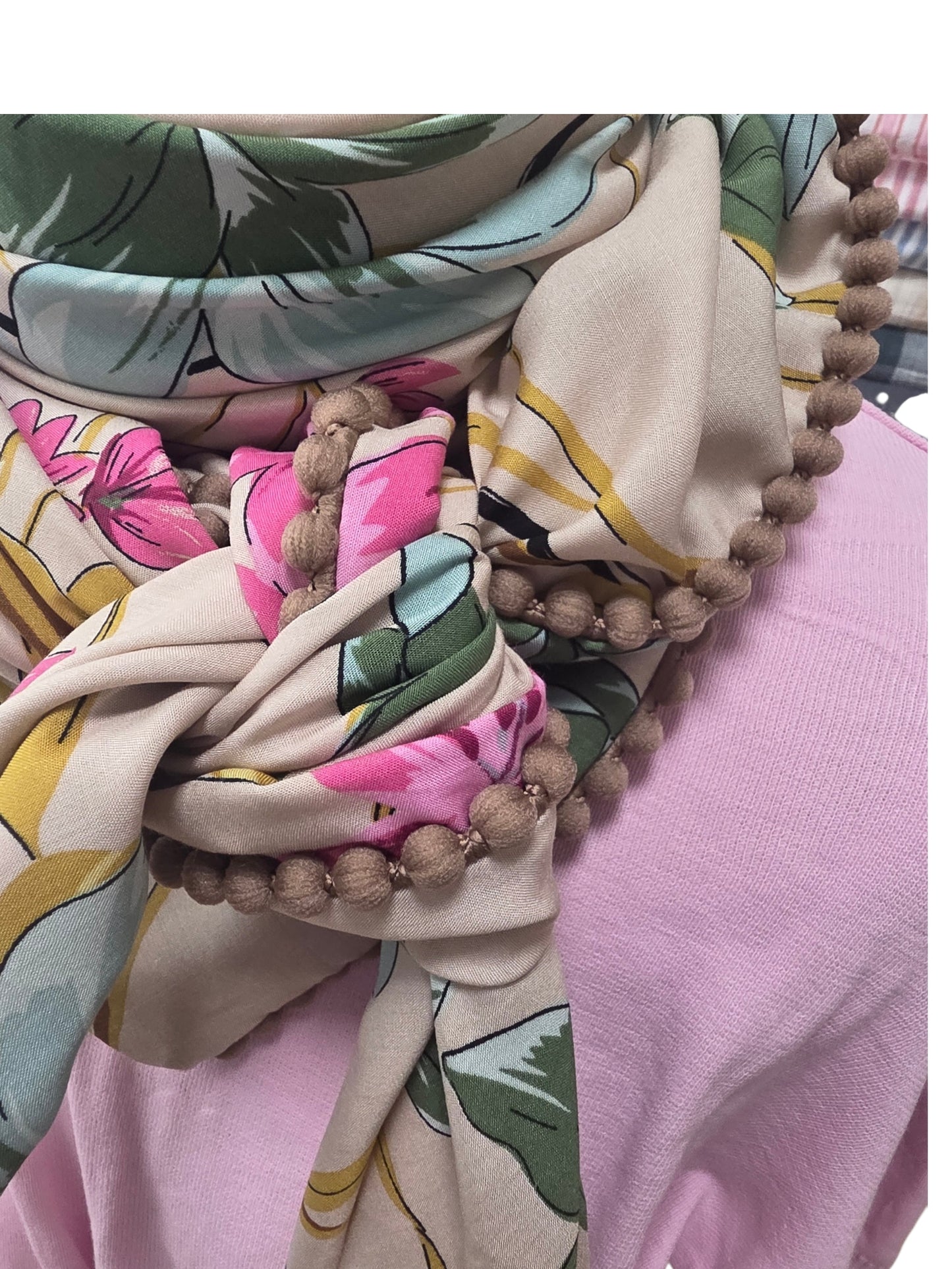 Dreieckstuch Damen Marianna, Schal Damen, Blumen, Pink, mint, beige, grün