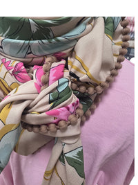 Dreieckstuch Damen Marianna, Schal Damen, Blumen, Pink, mint, beige, grün