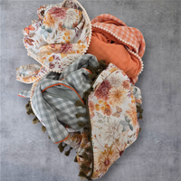 Dreieckstuch Damen Eline, Schal Damen, Musselintuch, offwhite/apricot