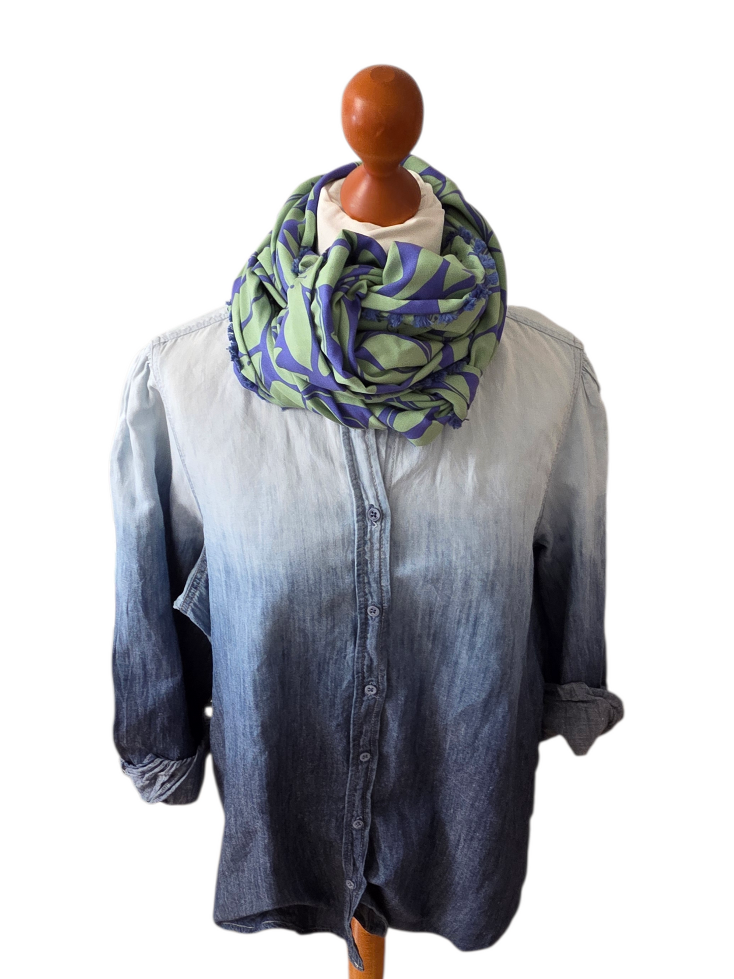 Dreieckstuch Damen Patrizia,  Schal Dame,  Blumen,  jeansblau,  grün