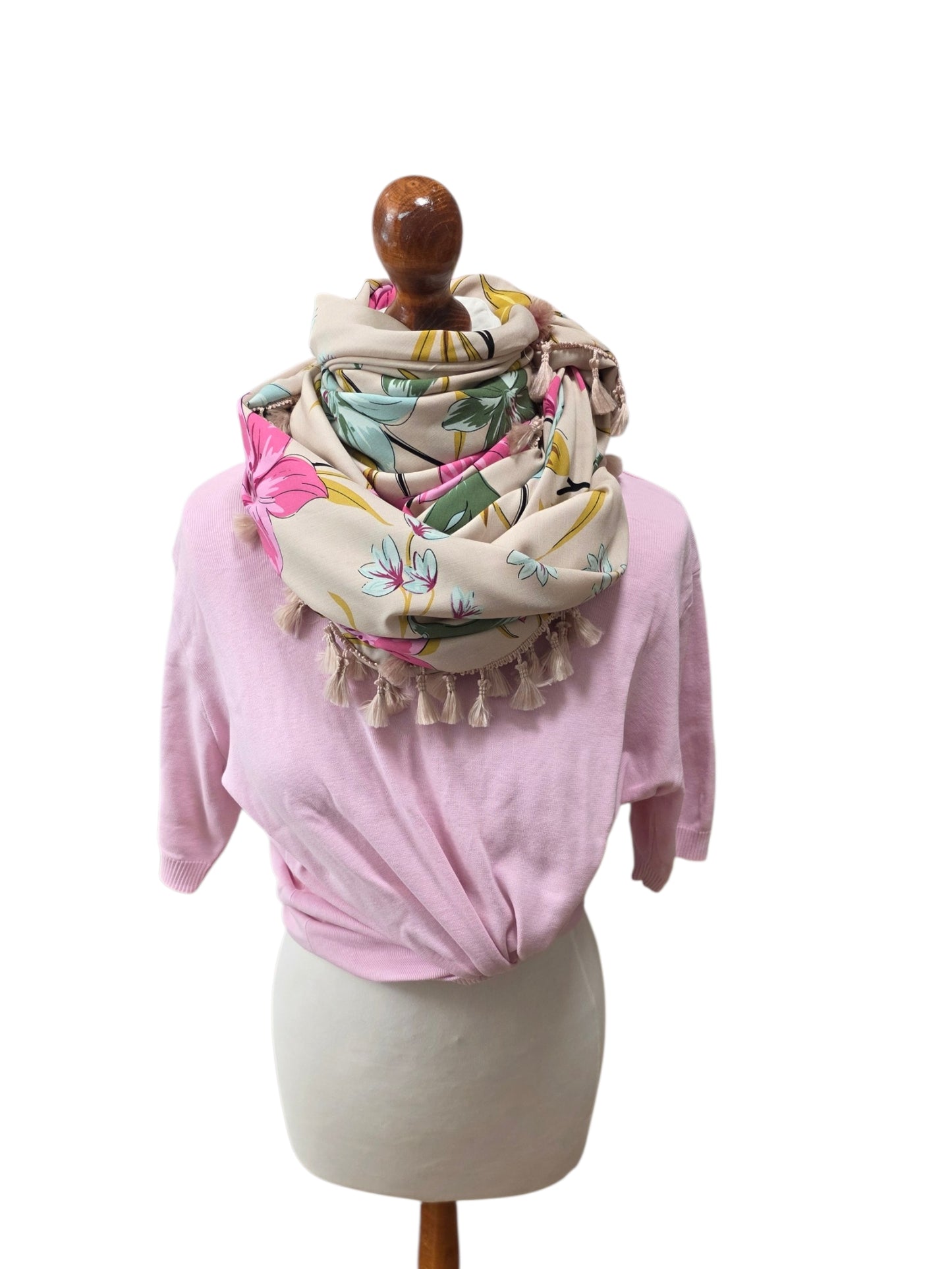 Dreieckstuch Damen Susanna, Schal Damen,  beige, pink, grün, Blumen