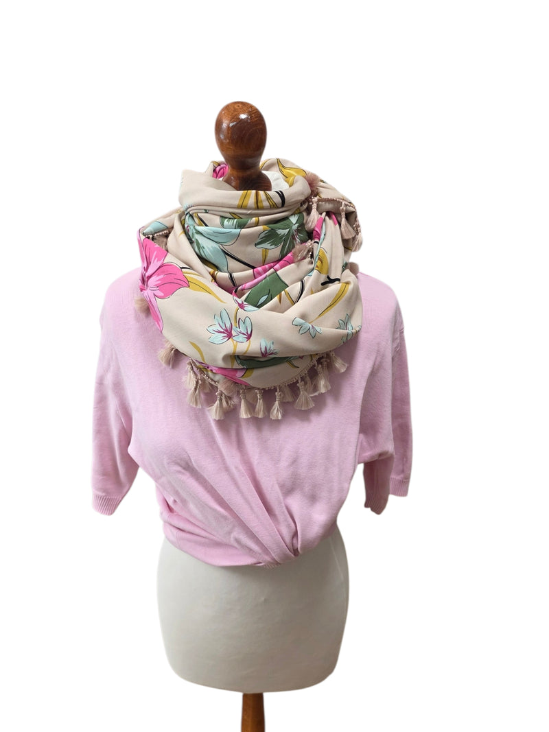 Dreieckstuch Damen Susanna, Schal Damen,  beige, pink, grün, Blumen