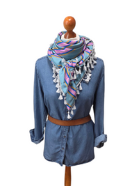 Dreieckstuch Damen Pia, Schal Damen, Streifen, Dunkemint, rosa, blau, caramell