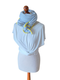 Dreieckstuch Damen Romina, Schal Damen,  Musselintuch,  hellblau- offwhite