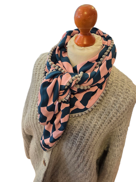 Dreieckstuch Damen Clarine, Schal Damen, rosa-petrol