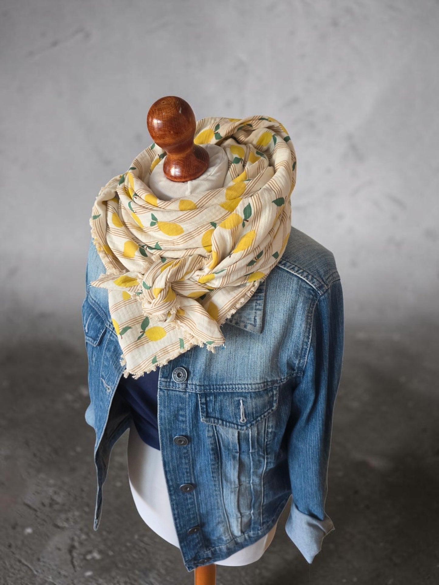 Dreieckstuch Damen Isa, Schal Damen,  Musselintuch,  🍋,  beige, gelb, grün