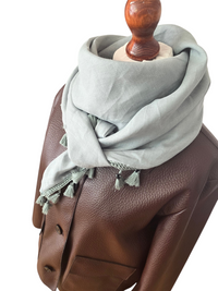 Dreieckstuch Damen Soleil, Schal Damen, Leinenschal, Mint