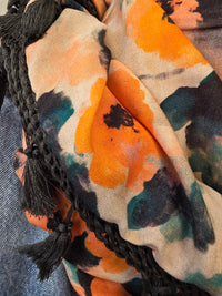 Dreieckstuch Damen Cora, Schal Damen, Blumen, Corall, Peach, Petrolgrün, Anthrazit