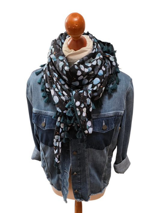 Dreieckstuch Damen Sibilla, Schal Damen, mint, grün, schwarz