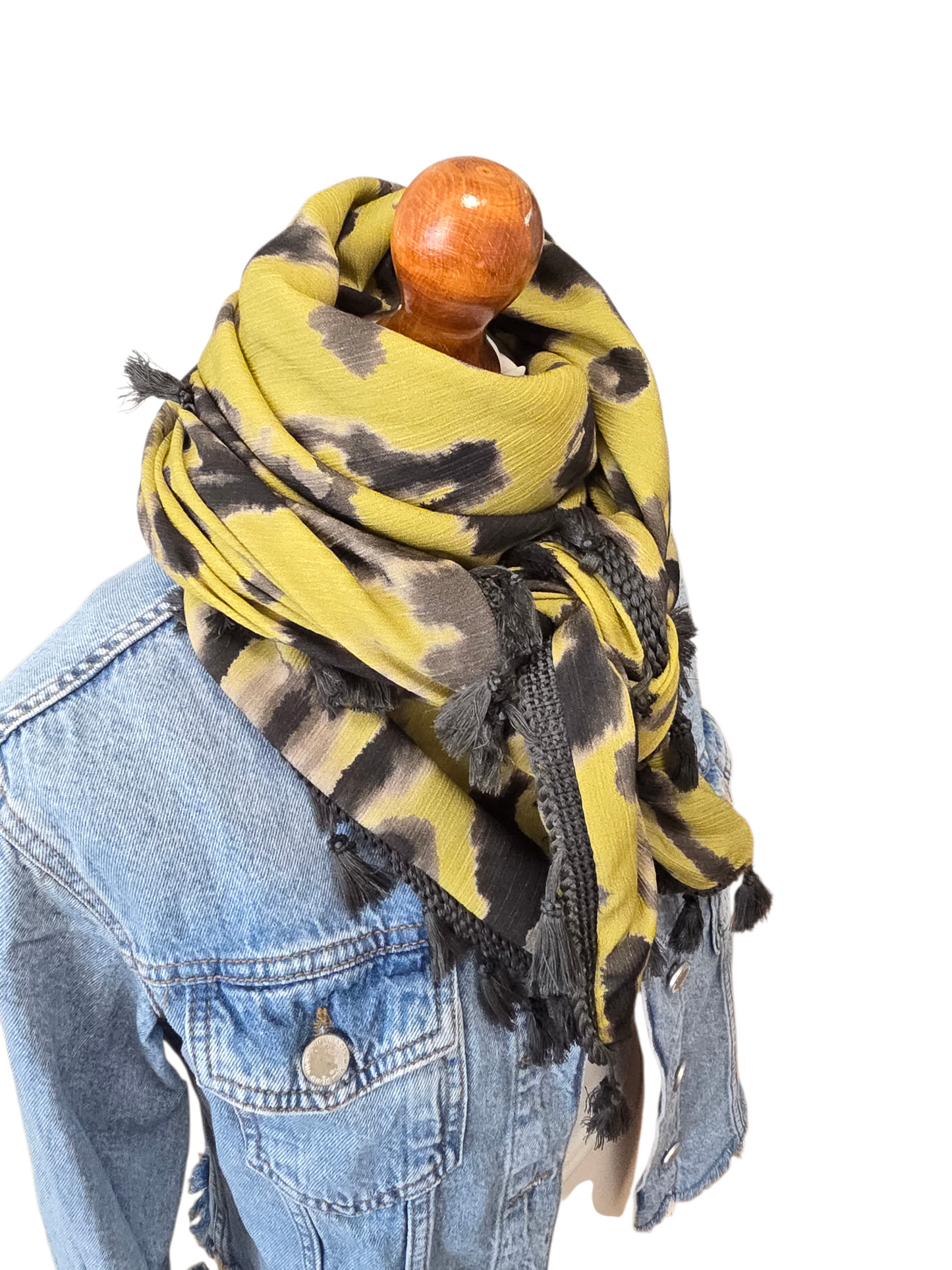 Dreieckstuch Damen Ginevra, Schal Damen, olive-hell, anthrazit