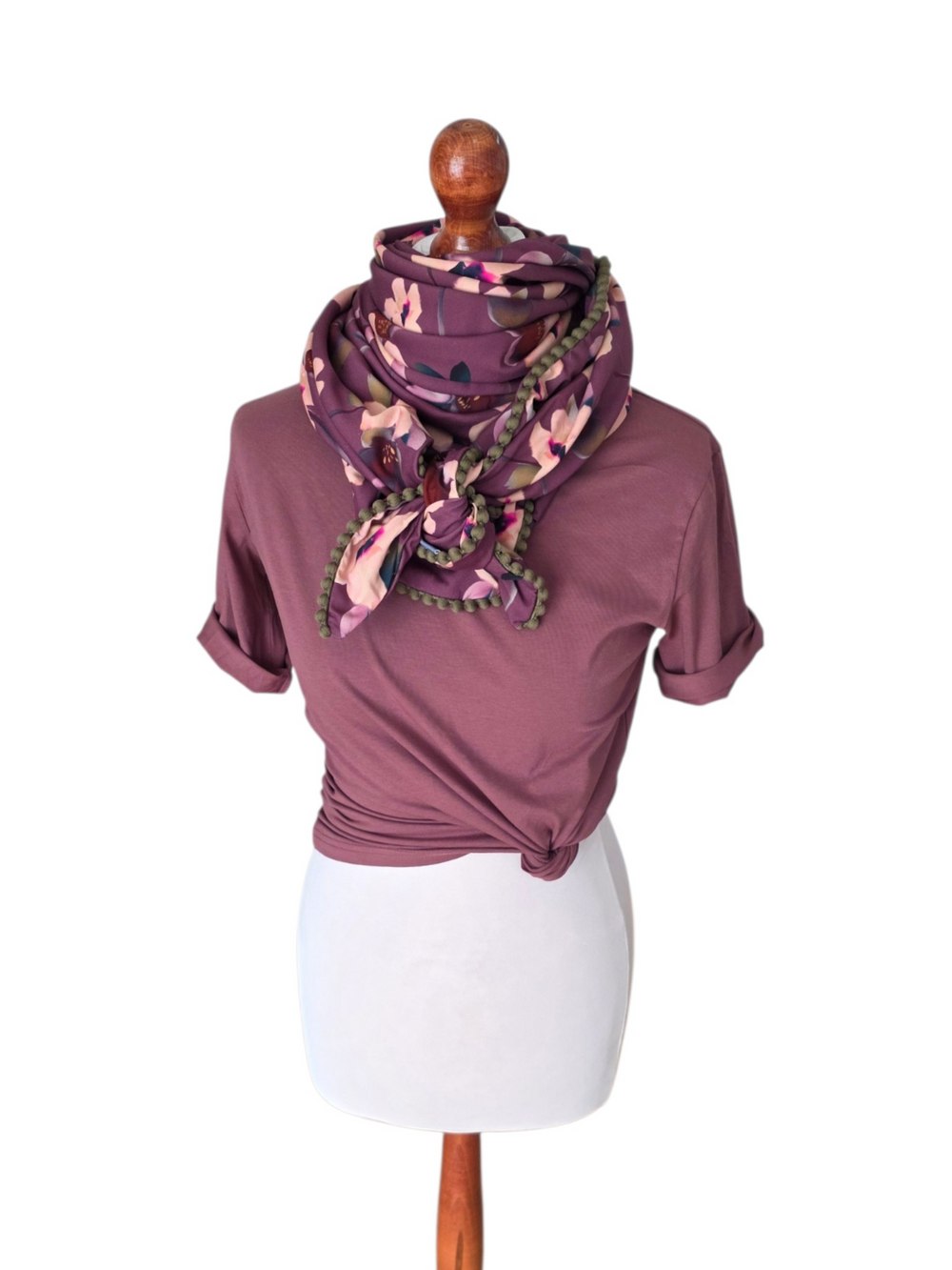 Dreieckstuch Damen Evie, Schal Damen, altrosa, rosa, olivegrün