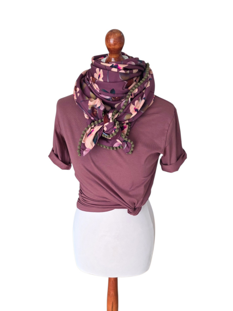 Dreieckstuch Damen Evie, Schal Damen, altrosa, rosa, olivegrün