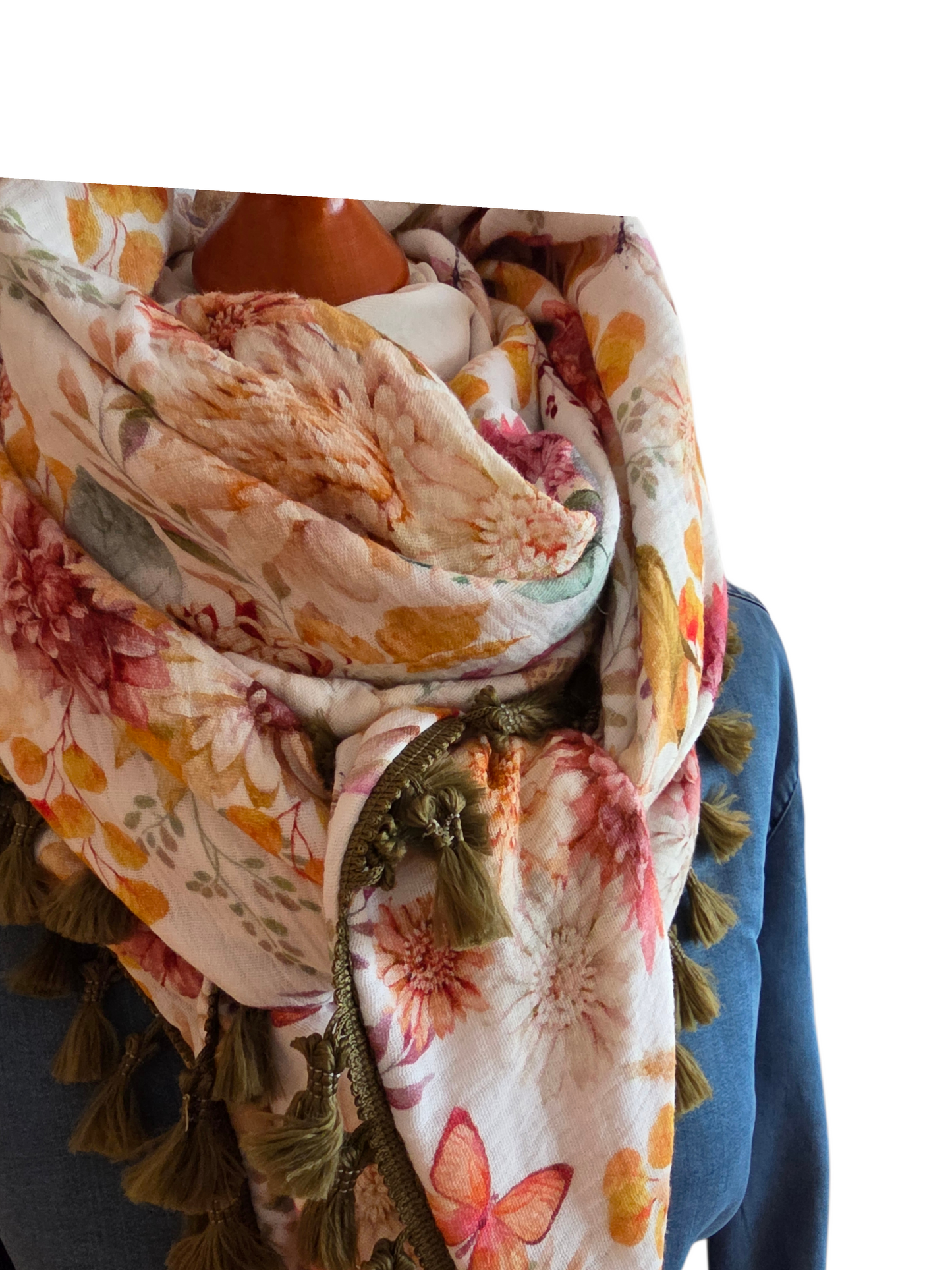 Dreieckstuch Damen Henriette, Schal Damen, Musselintuch, Blumen