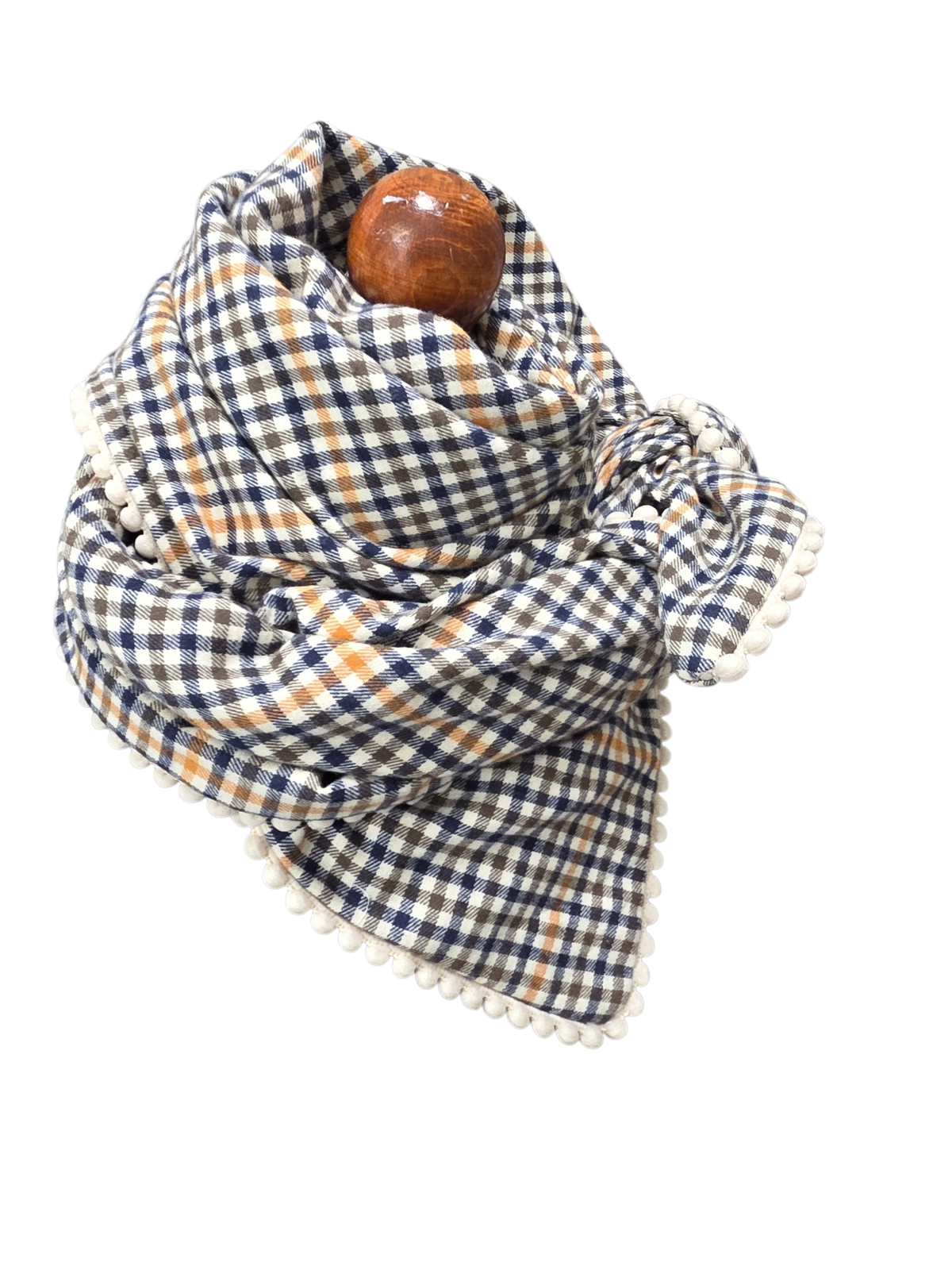 Dreieckstuch Damen Irma, Schal Damen, kariert blau, olivegrün, senf, offwhite