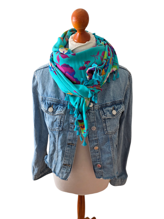 Dreieckstuch Damen Karin, Schal Damen,  türkis, pink, grün