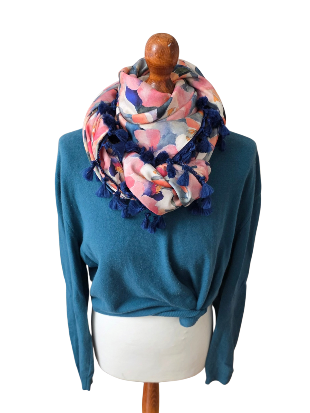 Dreieckstuch Damen Delia, Schal Damen, Blumen, rosa, grün, marineblau, olivegrün