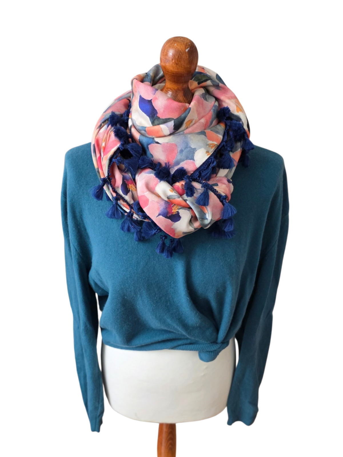 Dreieckstuch Damen Delia, Schal Damen, Blumen, rosa, grün, marineblau, olivegrün