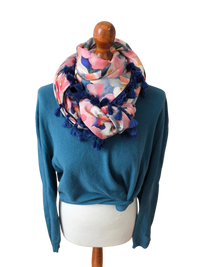 Dreieckstuch Damen Delia, Schal Damen, Blumen, rosa, grün, marineblau, olivegrün