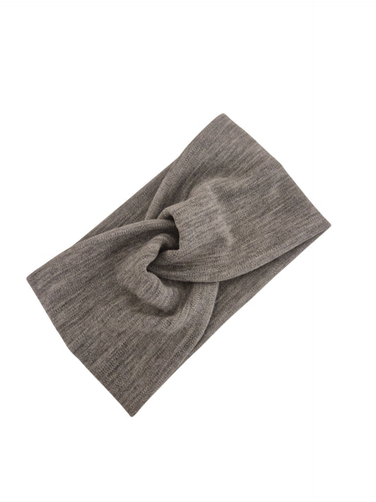 Stirnband aus 100 % Merino Wolle, hellgrau melange