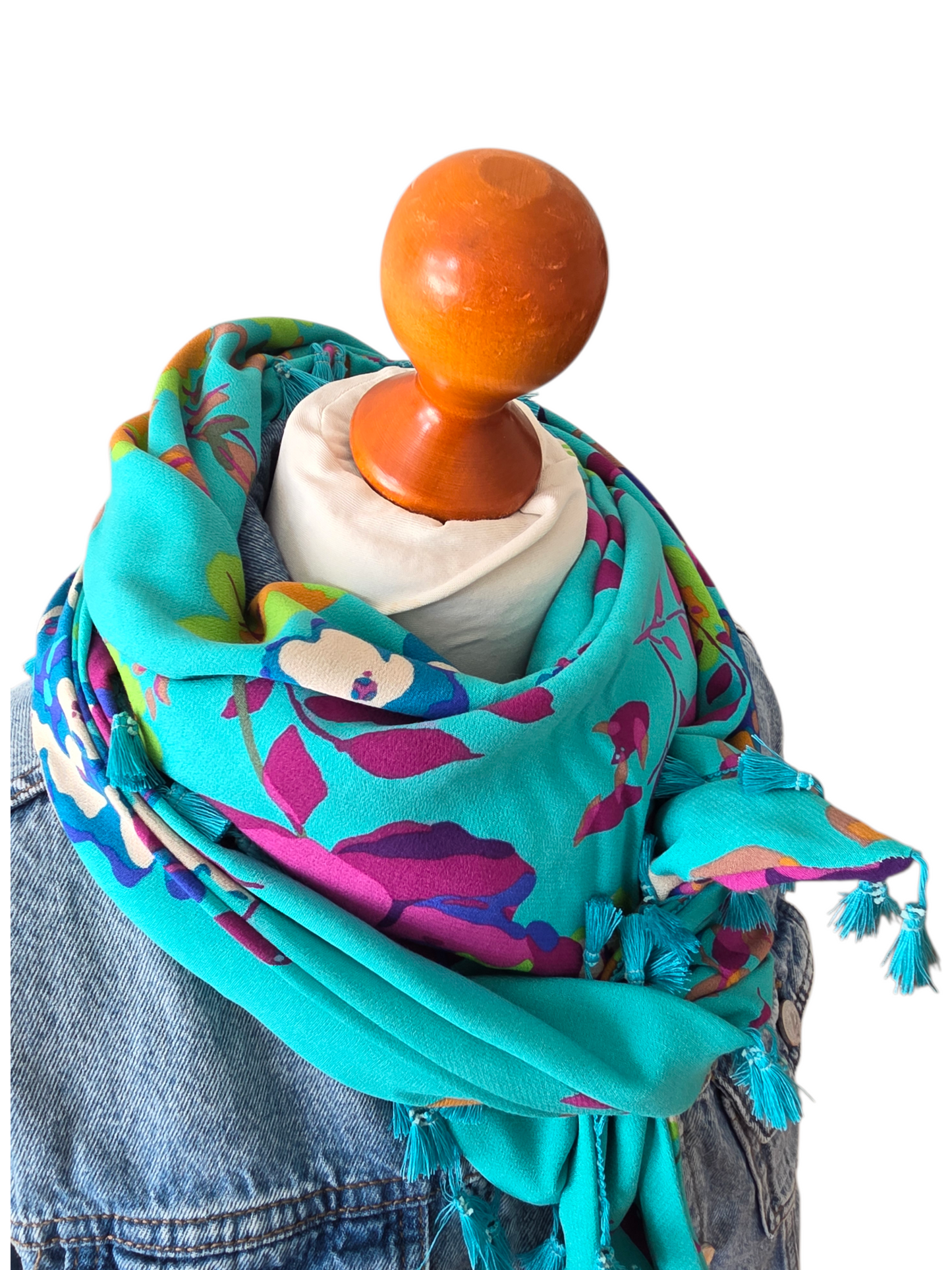 Dreieckstuch Damen Karin, Schal Damen,  türkis, pink, grün