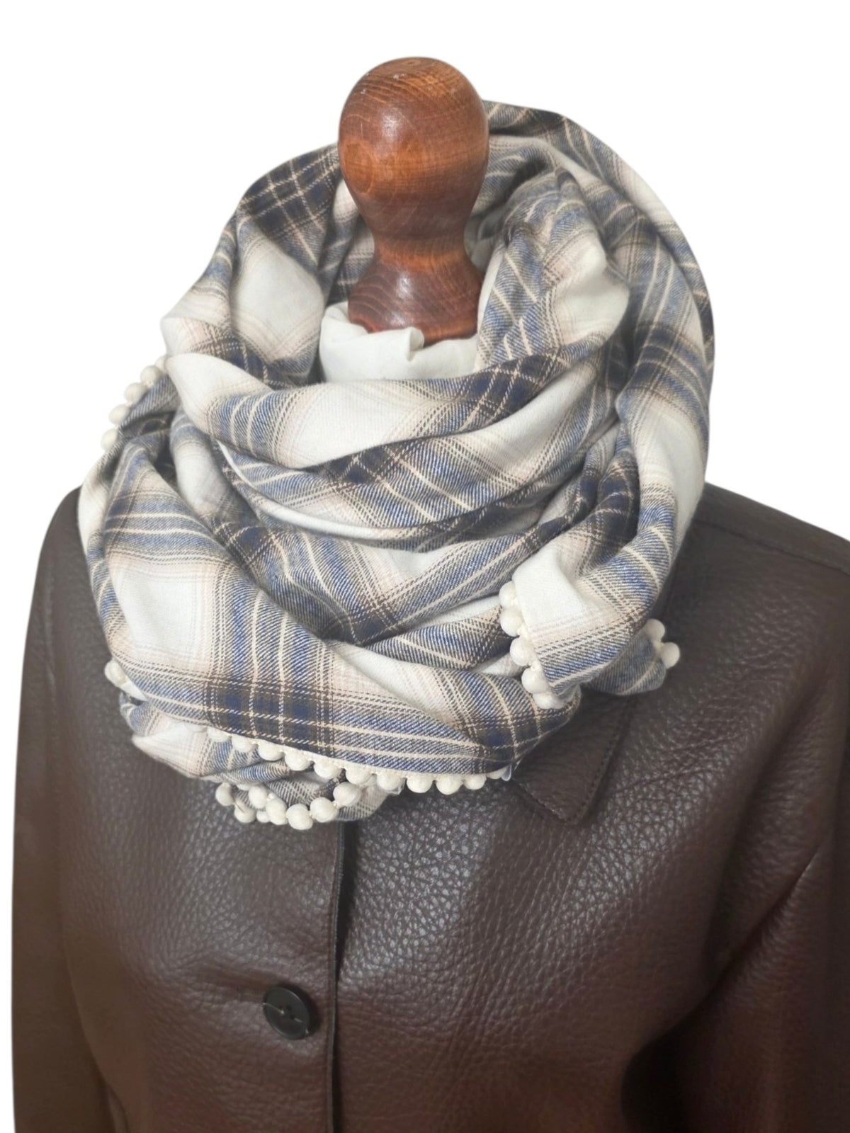 Dreieckstuch Damen Enya, Schal Damen,  kariert,  ecrú, braun marine