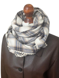 Dreieckstuch Damen Enya, Schal Damen,  kariert,  ecrú, braun marine