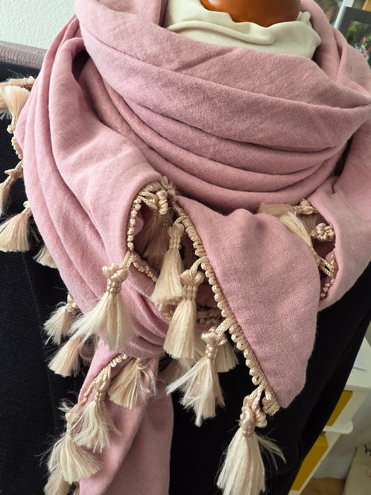 Dreieckstuch Damen Florinda, Schal Damen, Musselintuch, glitzer, rosa