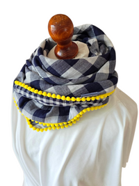 Dreieckstuch Damen Krizia, Schal Damen,  Musselintuch,  kariert,  blau, weiss