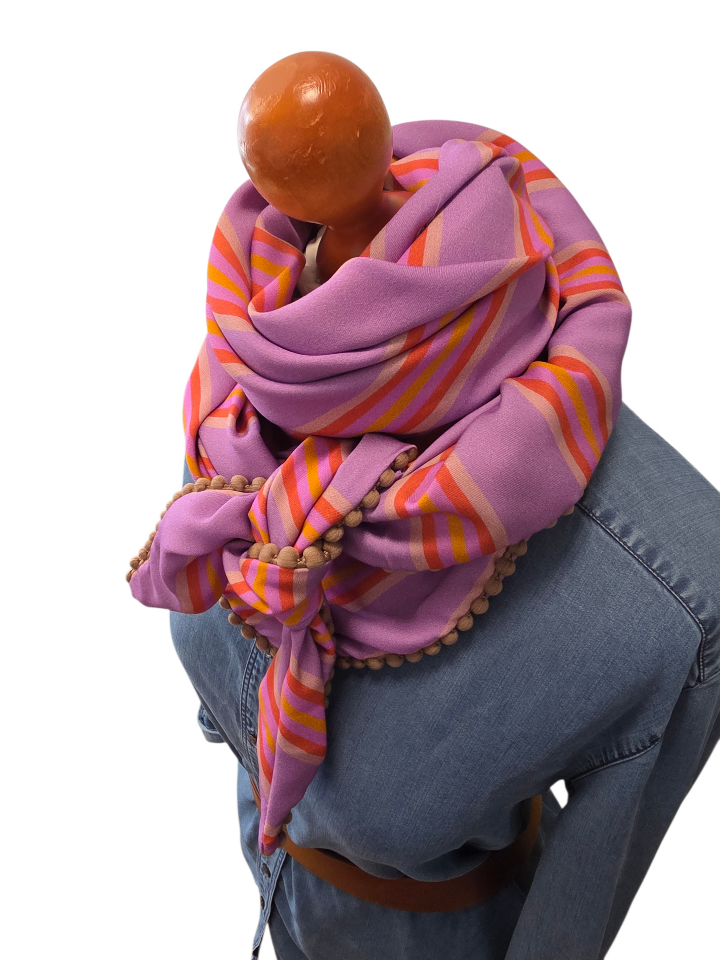 Dreieckstuch Damen Chloe', Schal Damen,  Streifen,  lila, orange, sand