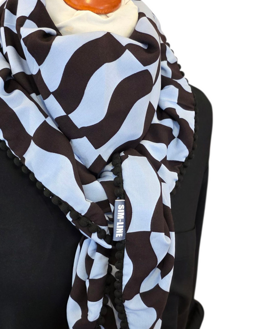 Dreieckstuch Damen Lunetta, Schal Damen, eisblau-schwarz