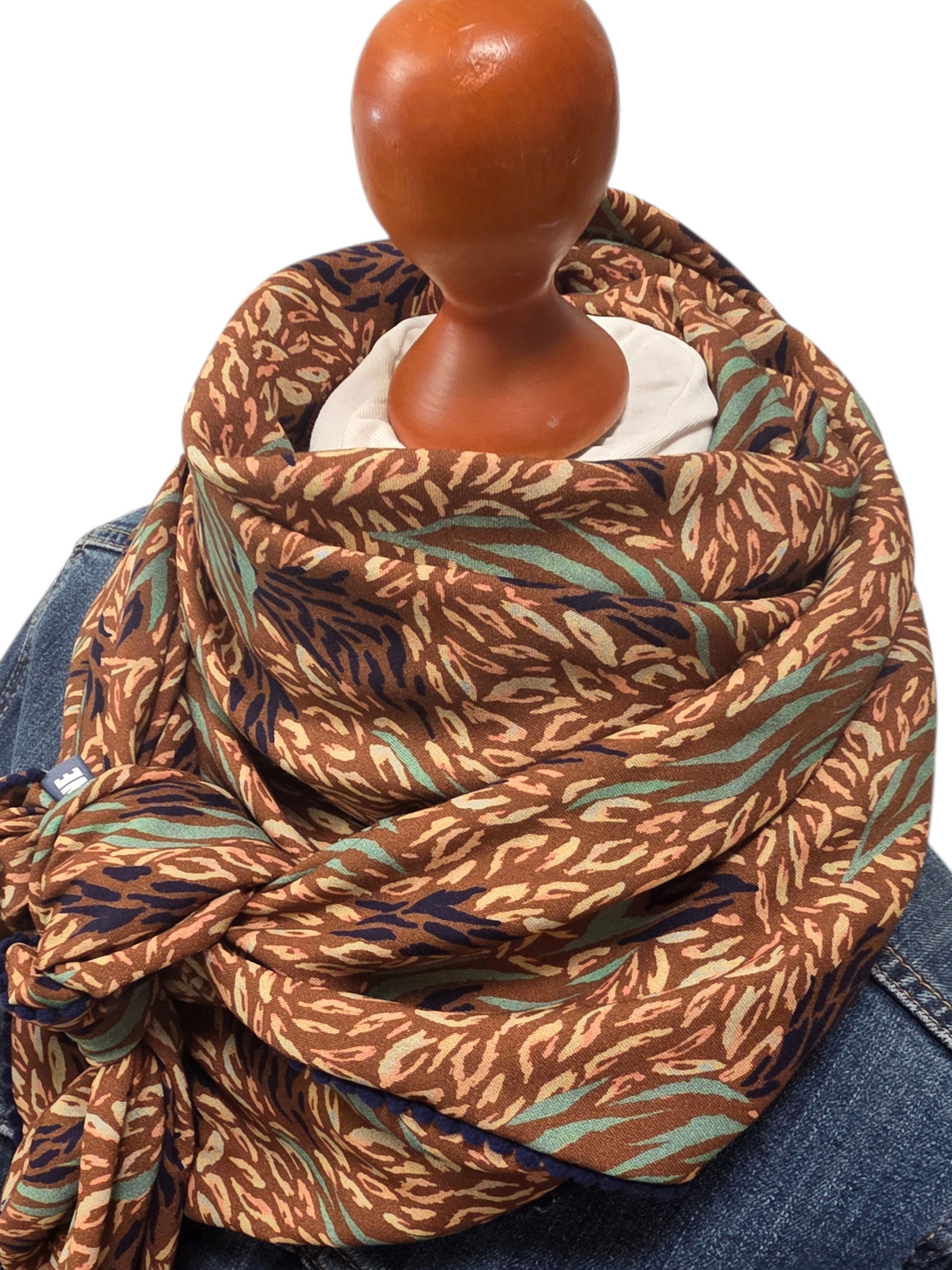 Dreieckstuch Damen Melina, Schal Damen,  braun, mint, peach, marineblau