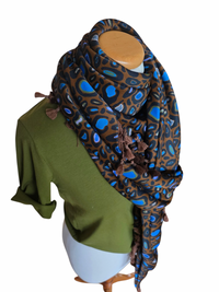 Dreieckstuch Damen Karina, Schal Damen, braun, royalblau, olivegrün
