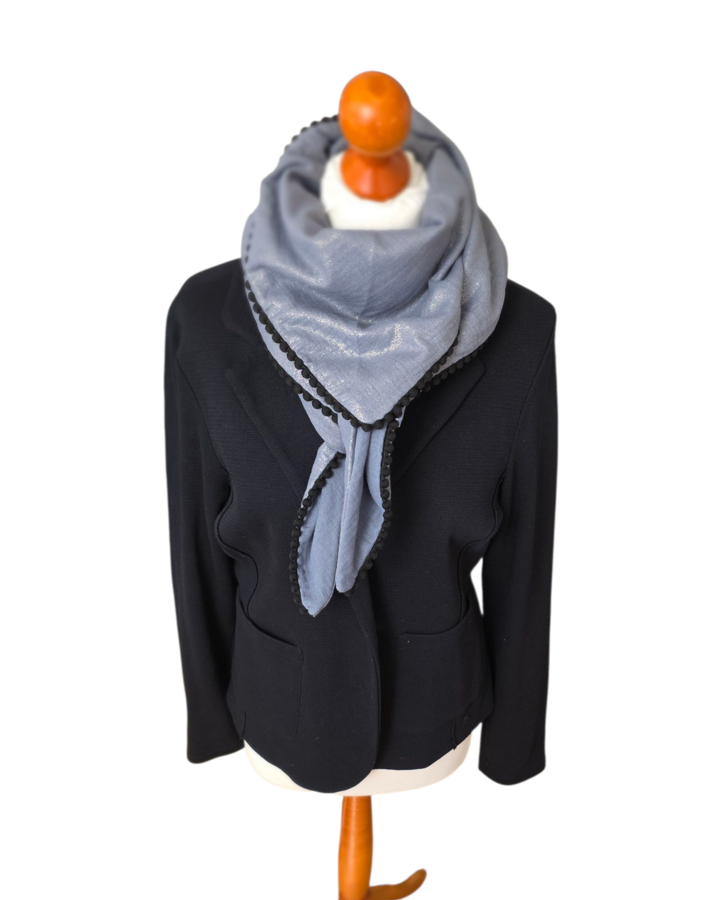 Dreieckstuch Damen Sarah, Schal Damen,  Musselintuch,  glitzer,  Anthrazit