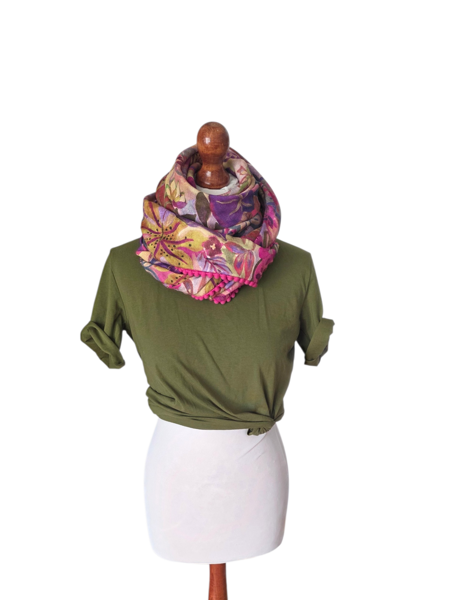 Dreieckstuch Damen Soraya, Schal Damen, Blumen, pink, lila, olivegrün