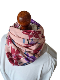 Dreieckstuch Damen Violetta, Schal Damen, Blumen, Peach-Lila-Hellblau-Rost