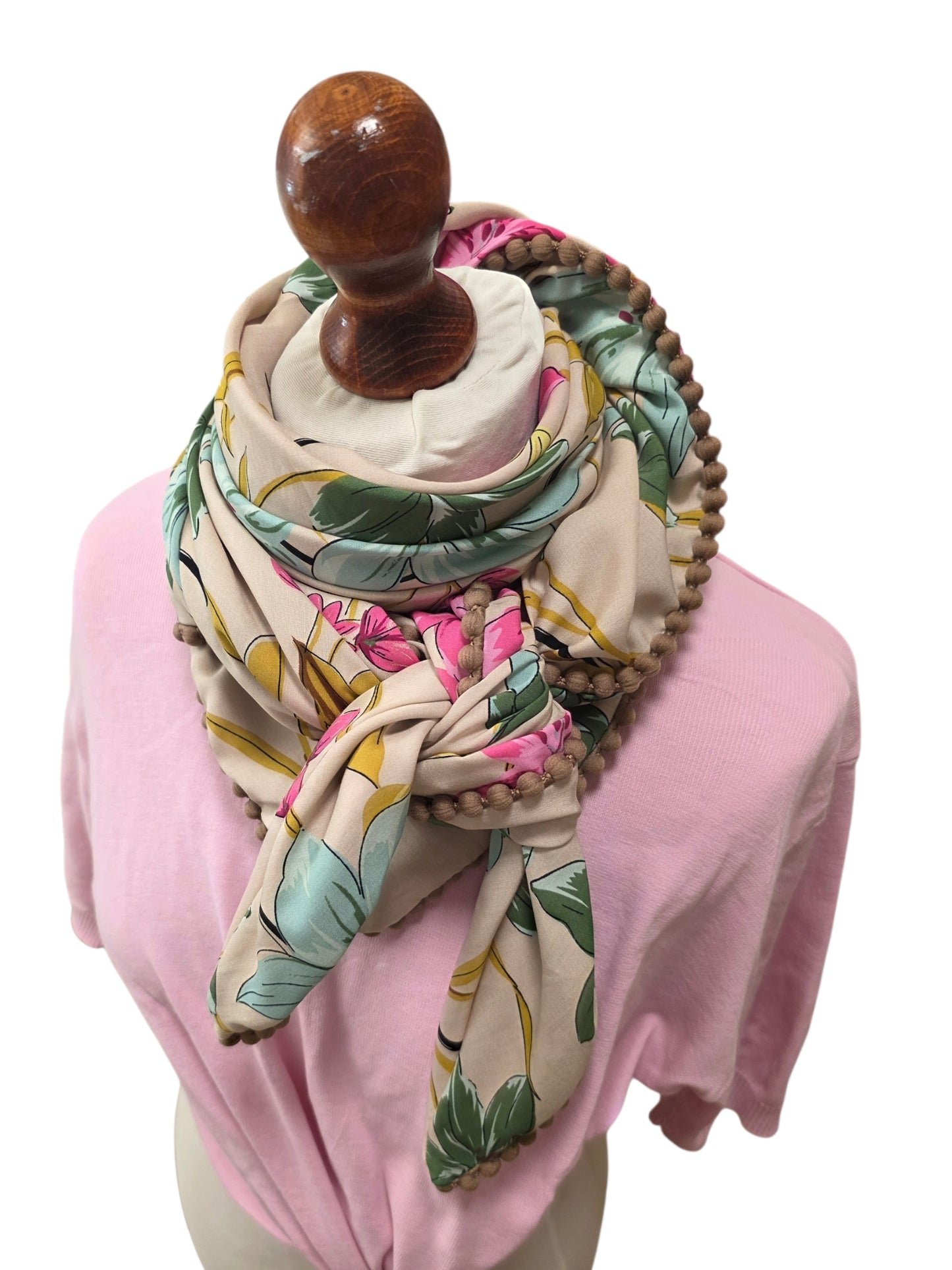 Dreieckstuch Damen Marianna, Schal Damen, Blumen, Pink, mint, beige, grün