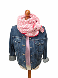 Dreieckstuch Damen Selina, Schal Damen, Musselinschal,  rosa, offwhite,  rot, Streifen