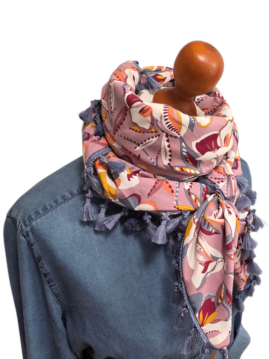 Dreieckstuch Damen Francoise,  Schal Damen,  rosa, blau, frau, orange