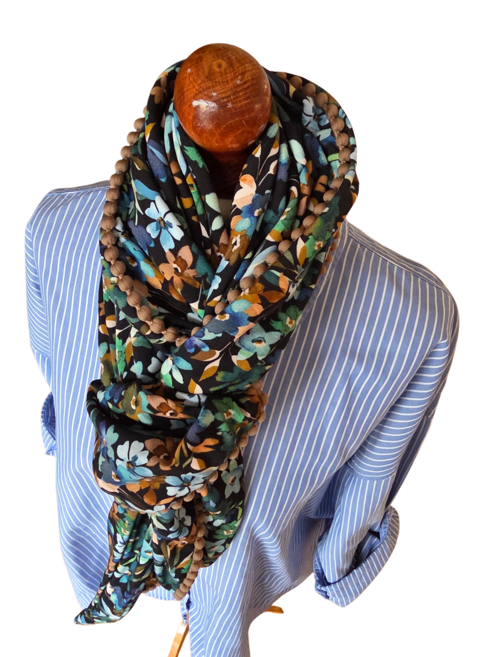 Dreieckstuch Damen Fabrizia, Schal Damen,  Blumen,  hellblau,  marineblau,  grün,  braun
