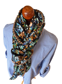 Dreieckstuch Damen Fabrizia, Schal Damen,  Blumen,  hellblau,  marineblau,  grün,  braun