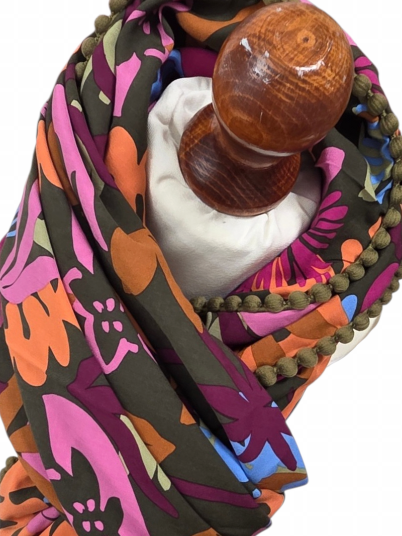 Dreieckstuch Damen Elena, Schal Damen, farbig, olive, orange, hellblau, pink