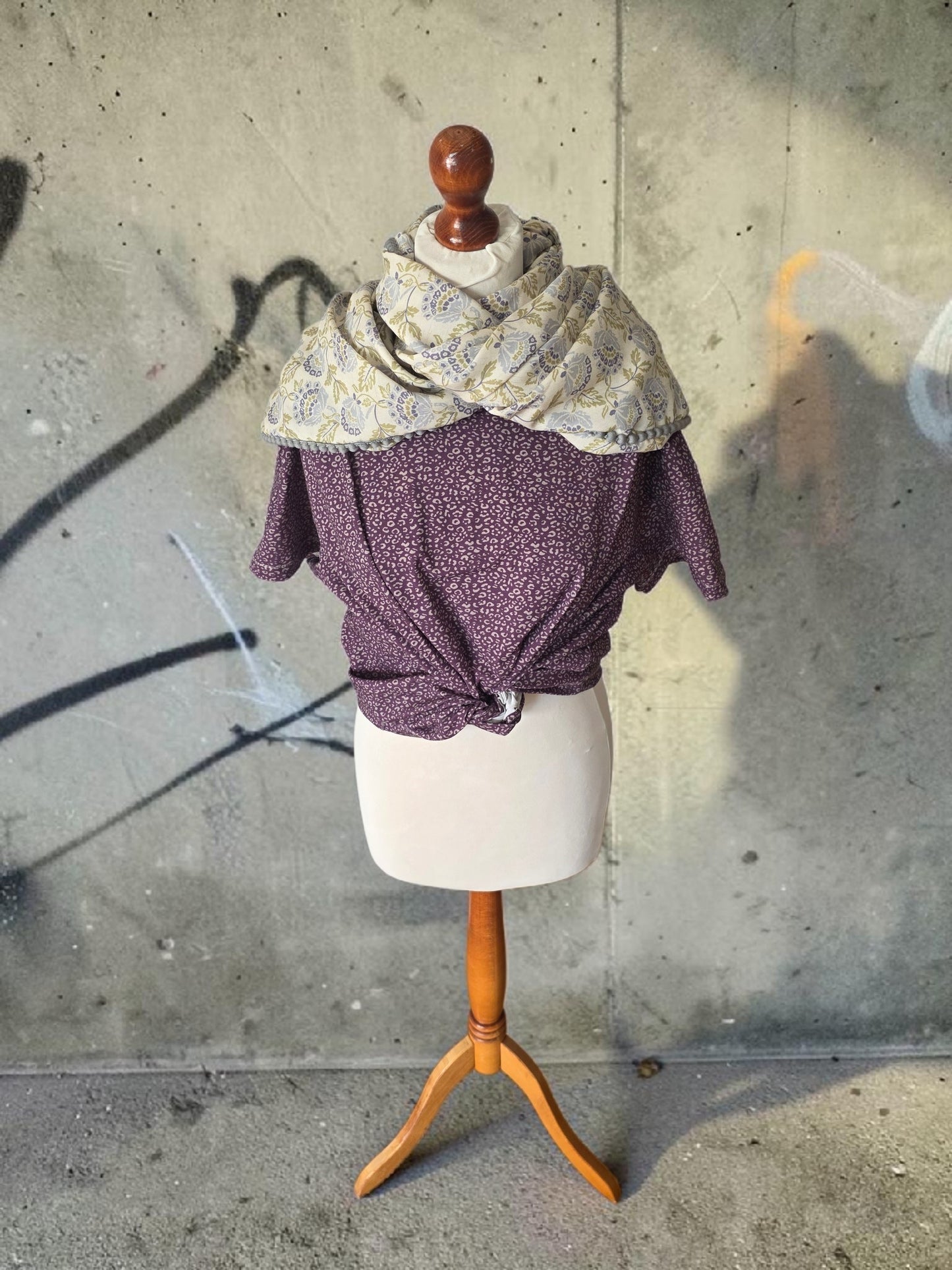 Dreieckstuch Damen Veronique, Schal Damen, ecru, lila, olivegrün