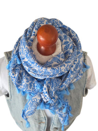 Dreieckstuch Damen Polina, Schal Damen, Musselintuch,  blau